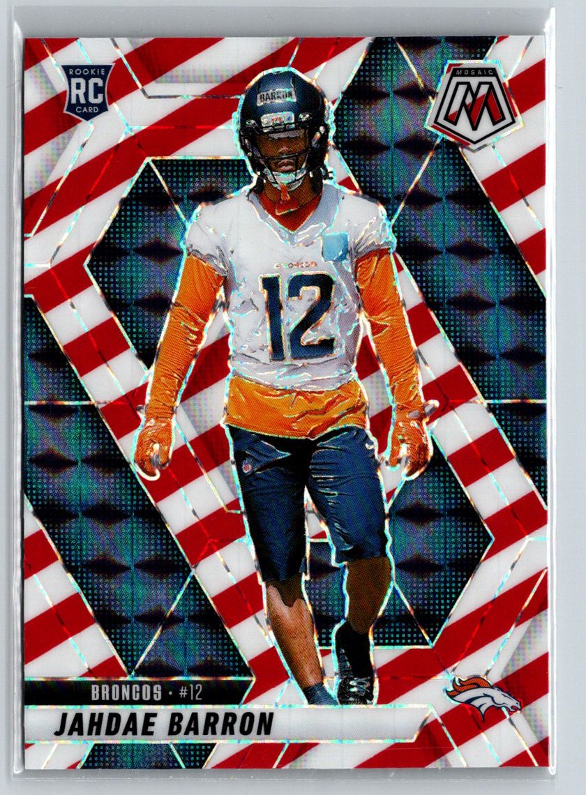 2025 Panini Mosaic #361 Jahdae Barron Mosaic Red and White Stripe E17
