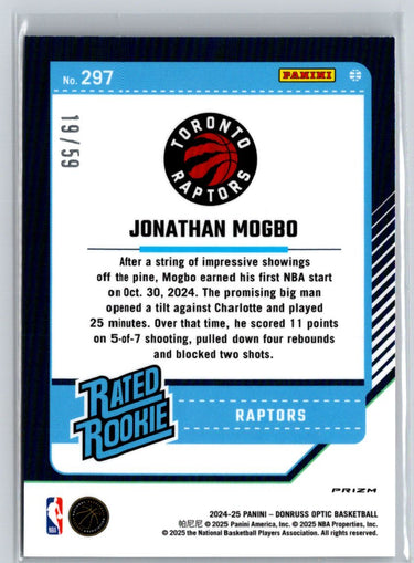2024-25 Donruss Optic #297 Jonathan Mogbo White Velocity #/59 E17