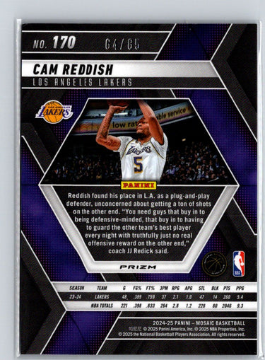 2024-25 Panini Mosaic #170 Cam Reddish Fast Break Blue Mosaic #/85 E16