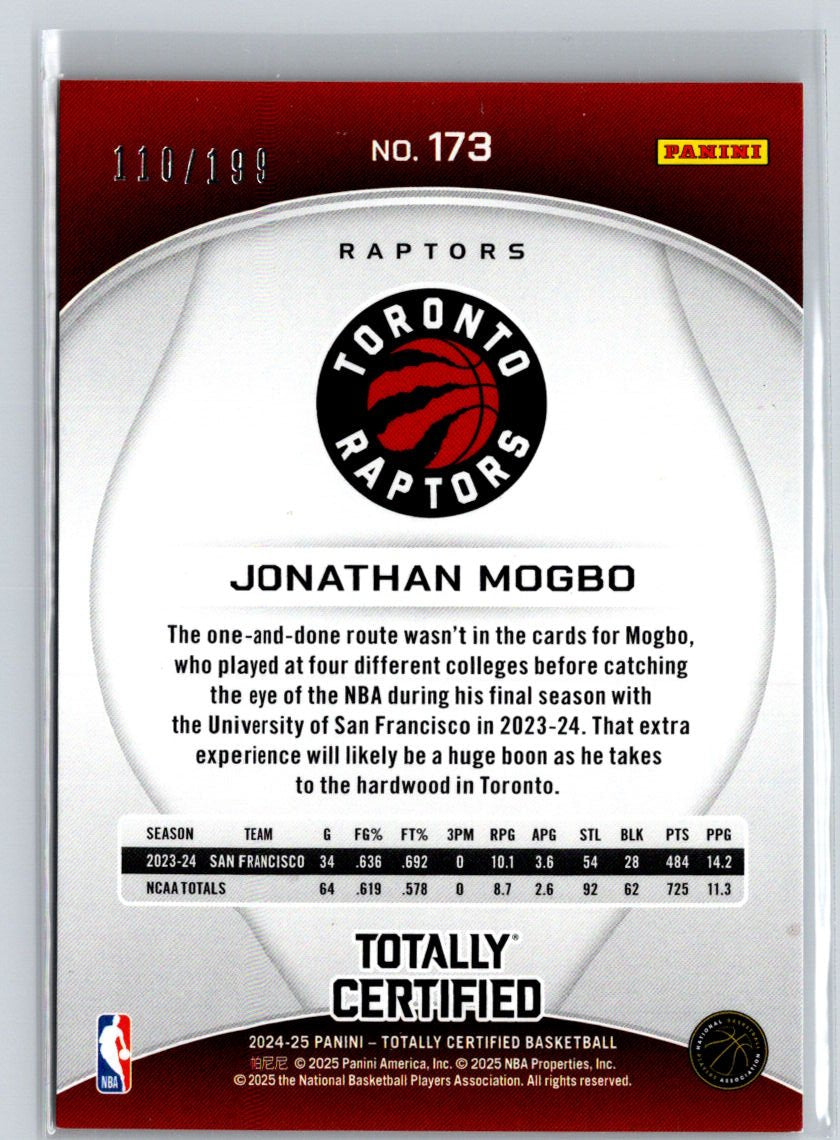 2024-25 Panini Totally Certified #173 Jonathan Mogbo Mirror Blue #/199 E17