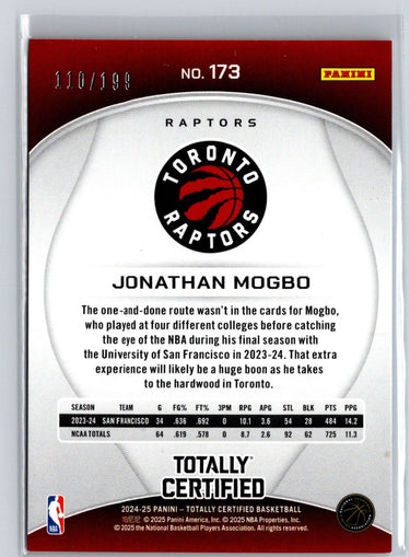 2024-25 Panini Totally Certified #173 Jonathan Mogbo Mirror Blue #/199 E17