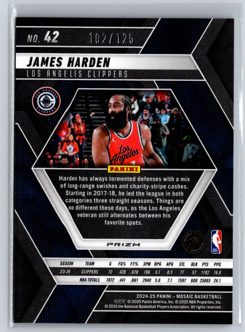 2024-25 Panini Mosaic #42 James Harden Ice Mosaic #/125 E16