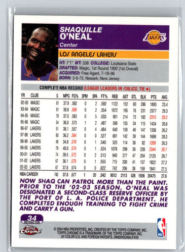 2003-04 Topps Chrome #34 Shaquille O'Neal E17