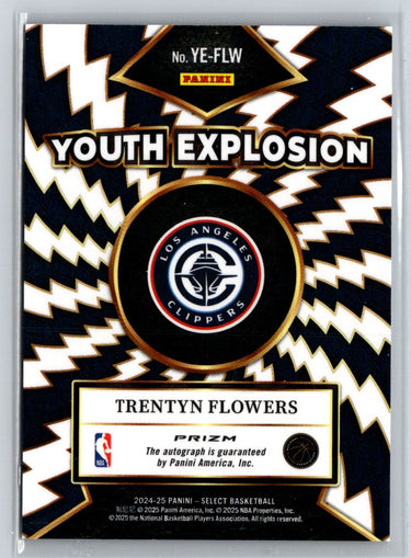 2024-25 Panini Select #YE-FLW Trentyn Flowers Youth Explosion Signatures E17