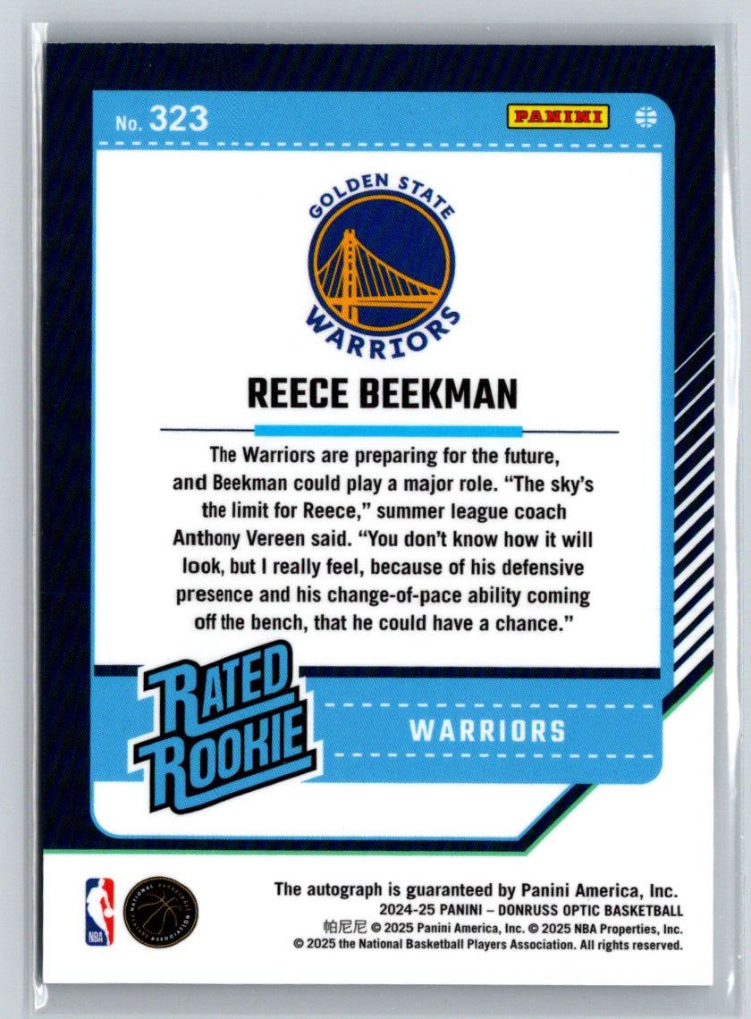 2024-25 Donruss Optic #323 Reece Beekman E17