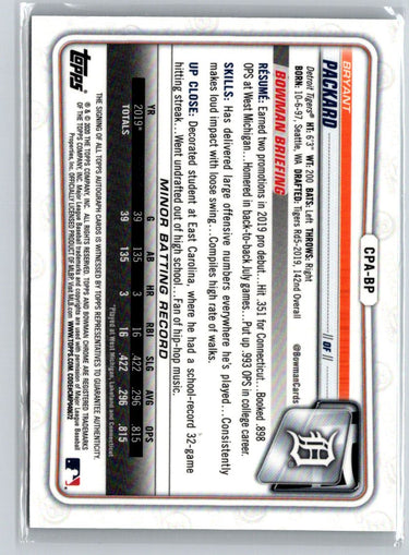 2020 Bowman Chrome #CPA-BP Bryant Packard Prospect Autographs E18