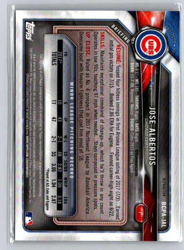 2018 Bowman Chrome #BCPA-JAL Jose Albertos Autographs Refractor #/499 E18