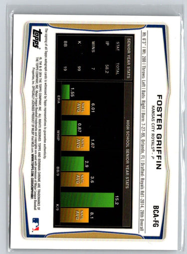 2014 Bowman Draft #BCA-FG Foster Griffin Chrome Draft Pick Autographs E19