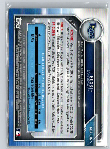 2019 Bowman Draft #CDA-JJG JJ Goss Chrome Draft Pick Autographs E19