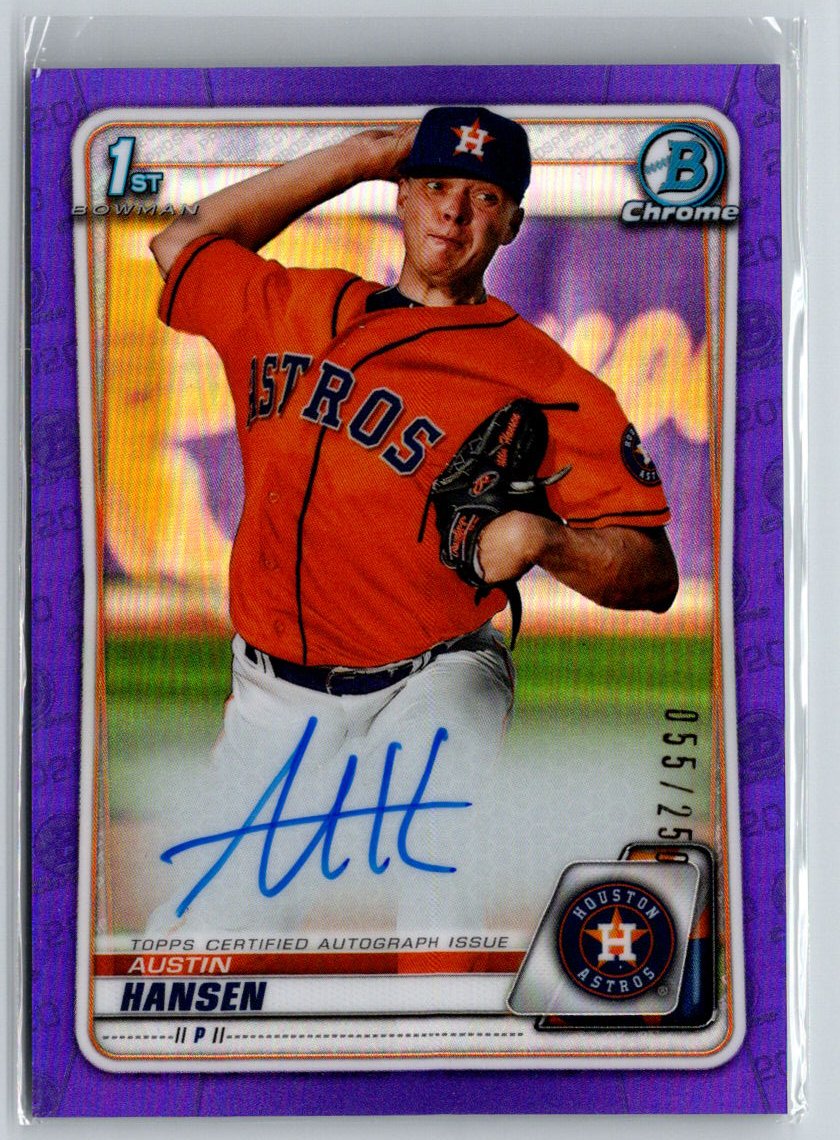 2020 Bowman Chrome #CPA-AH Austin Hansen Autographs Purple Refractor #/250 E19