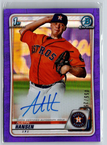 2020 Bowman Chrome #CPA-AH Austin Hansen Autographs Purple Refractor #/250 E19