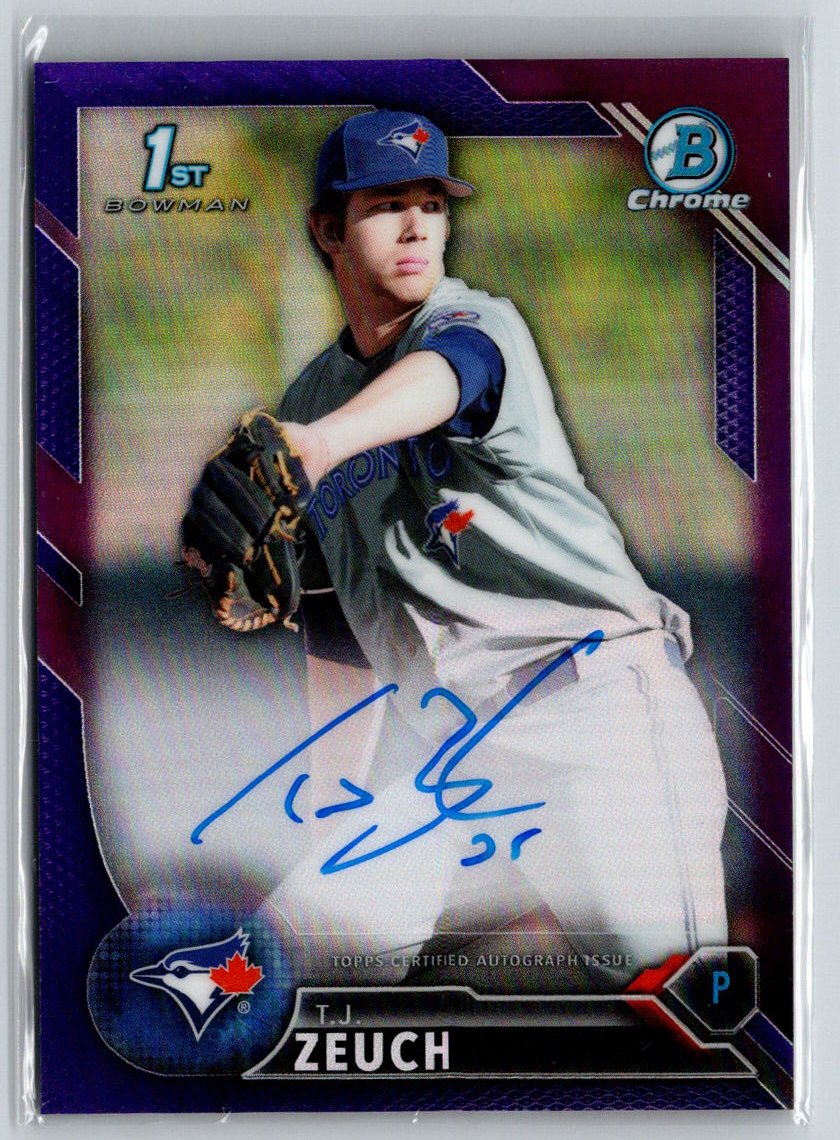2016 Bowman Draft #CDA-TZ T.J. Zeuch Chrome Auto Purple Refractor #/250 E19