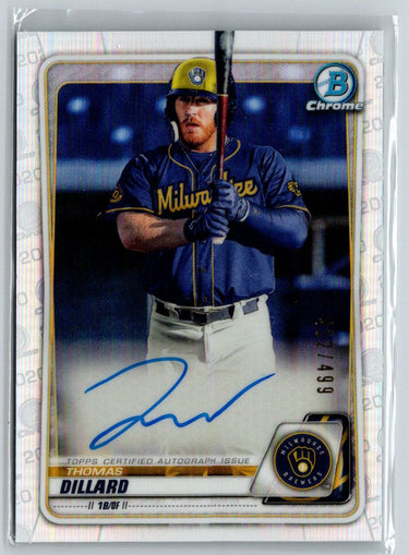 2020 Bowman #CPA-TDI Thomas Dillard Chrome Prospect Auto Refractor #/499 E18