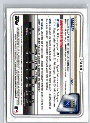 2020 Bowman Chrome #CPA-MM Michael Massey Prospect Autographs E20