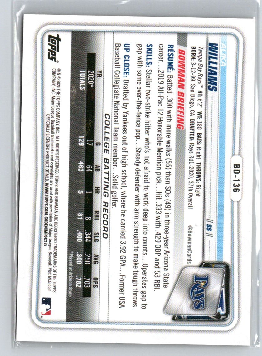 2020 Bowman Draft #BD-136 Alika Williams Gold #/50 E21