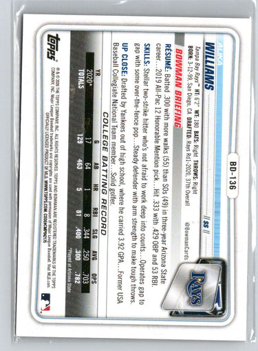 2020 Bowman Draft #BD-136 Alika Williams Gold #/50 E21
