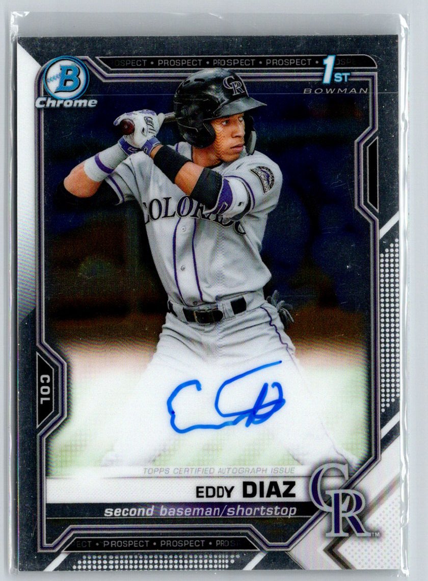 2021 Bowman #CPA-ED Eddy Diaz Chrome Prospect Autographs E22
