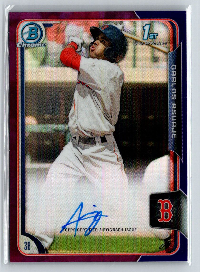 2015 Bowman Carlos Asuaje Chrome Prospect Autographs Purple Refractor /250 E22