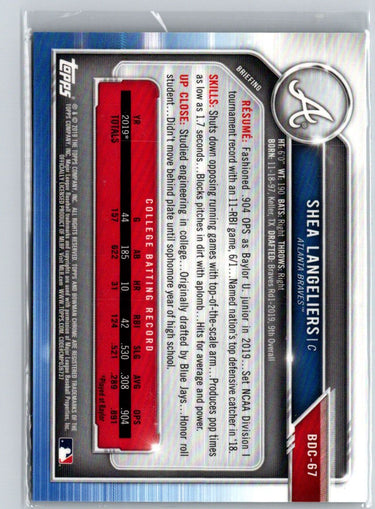 2019 Bowman Draft #BDC-67 Shea Langeliers Chrome Sky Blue Refractor E22