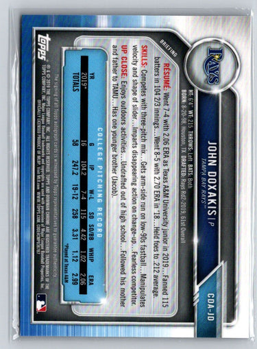 2019 Bowman Draft John Doxakis Chrome Autographs PUrple Refractor /250 E22