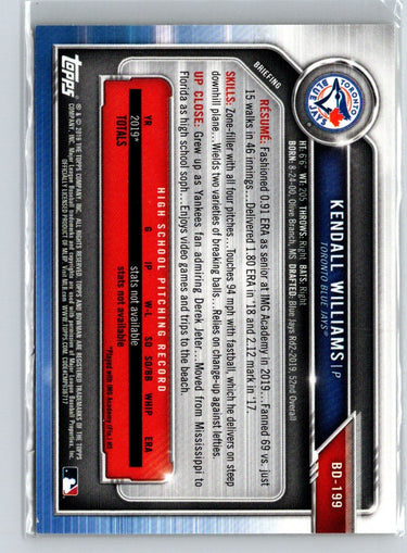 2019 Bowman Draft #BD-199 Kendall Williams Gold #/50 E21