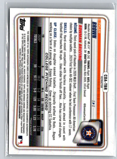 2020 Bowman Draft #BD-21 Tyler Brown Chrome Refractor E22