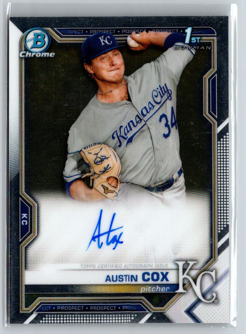 2021 Bowman #CPA-AC Austin Cox Chrome Prospect Autographs E22