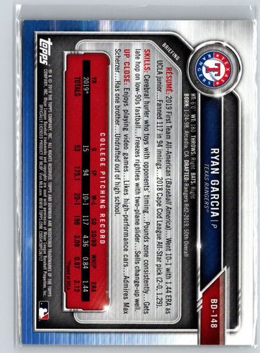 2019 Bowman Draft #BD-148 Ryan Garcia Gold #/50 E21