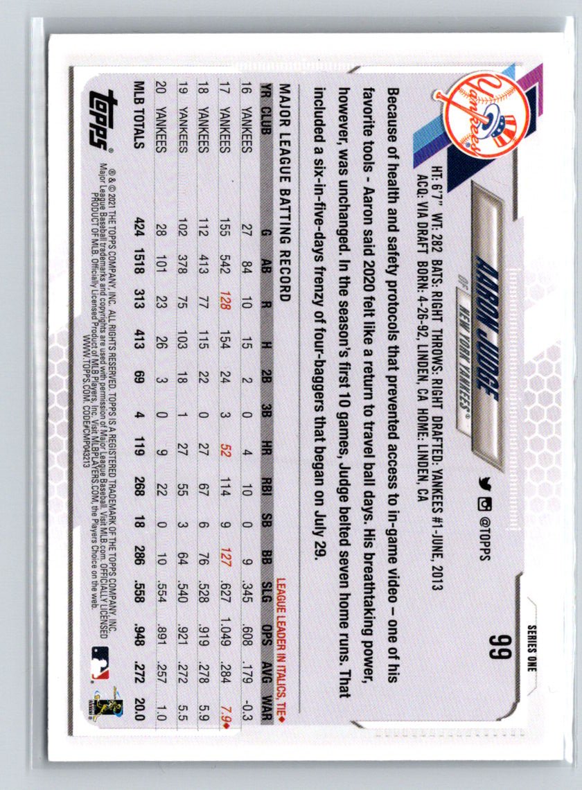 2021 Topps #99a Aaron Judge E23