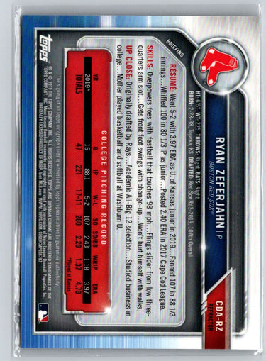 2019 Bowman Draft #CDA-RZ Ryan Zeferjahn Chrome Auto Refractor #/499 E23