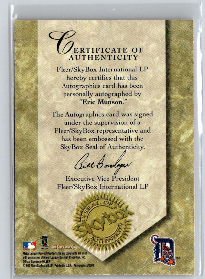 2000 SkyBox #NNO Eric Munson Autographics E23
