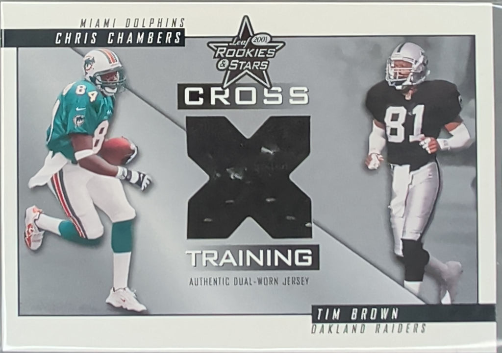 2001 Leaf Rookies & Stars  Tim Brown Chris Chambers Jersey #/100 D7