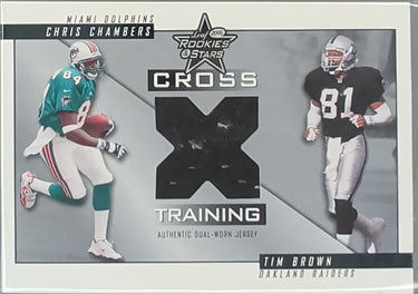 2001 Leaf Rookies & Stars  Tim Brown Chris Chambers Jersey #/100 D7
