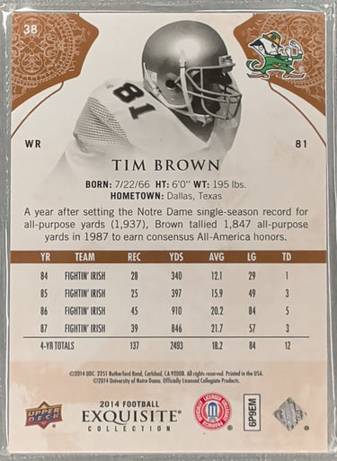 2014 Upper Deck Exquisite Collection #38 Tim Brown #/75 D15