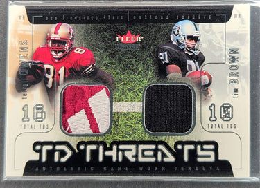 2002 Fleer Genuine Terrell Owens / Tim Brown TD Threats Patches #/26 D15