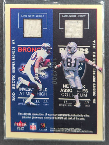 2002 Fleer Authentix Terrell Owens Boston Smith Tim Brown Quad Jersey /200 D16