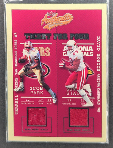 2002 Fleer Authentix Terrell Owens Boston Smith Tim Brown Quad Jersey /200 D16