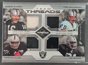 2007 Limited Blanda Biletnikoff Marcus Allen Tim Brown Quad Jersey #/100 D19