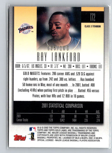 2002 Topps Gold Label #172 Ray Lankford Class 3 Titanium #/100 F1