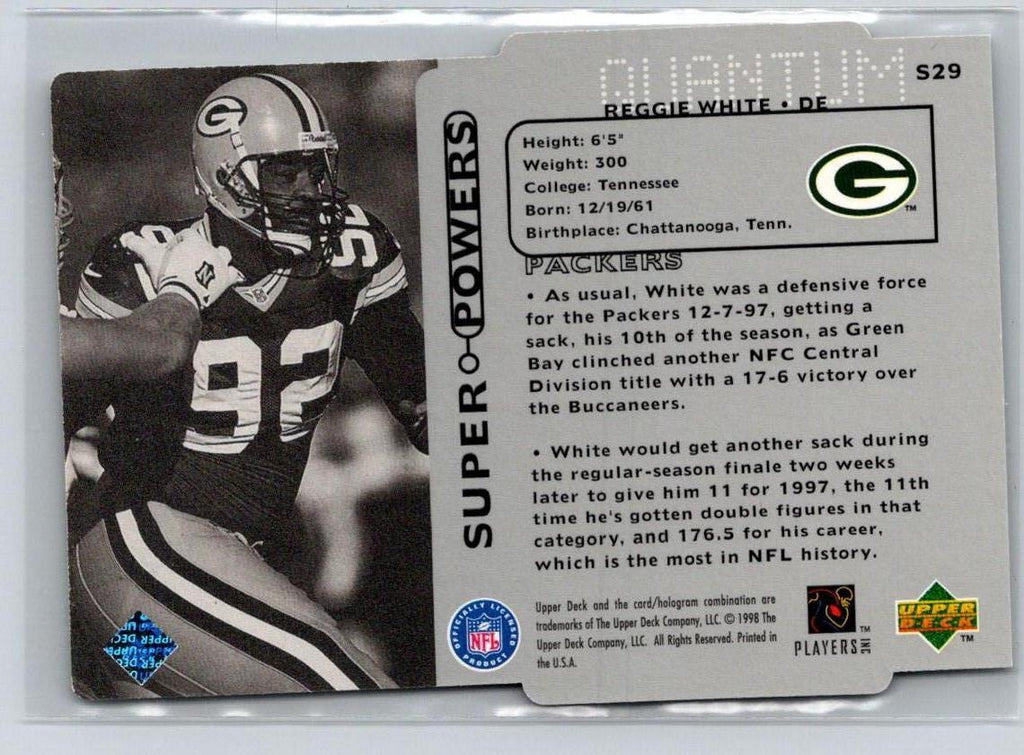 1998 Upper Deck #S29 Reggie White Super Powers Tier 1 (Quantum Silver) #/2000 F1