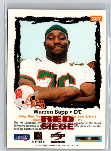 1995 Score #267 Warren Sapp Red Siege F1