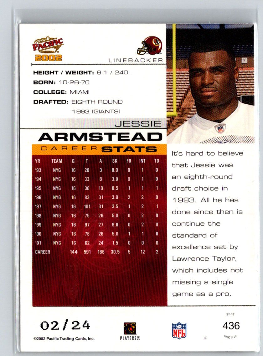 2002 Pacific #436 Jessie Armstead Extreme LTD #/24 F1