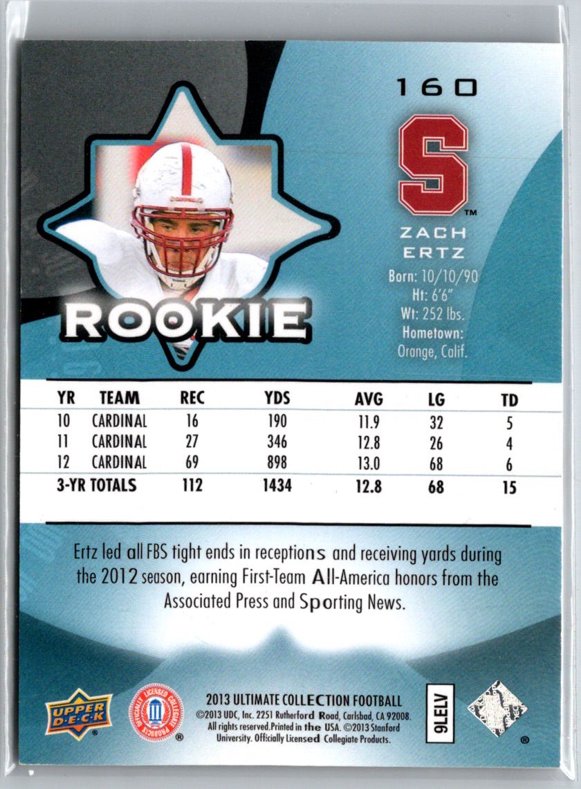 2013 Upper Deck Ultimate Collection #160 Zach Ertz #/99 F1