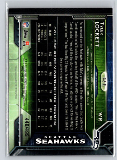 2015 Topps #462 Tyler Lockett Pink #/499 F1