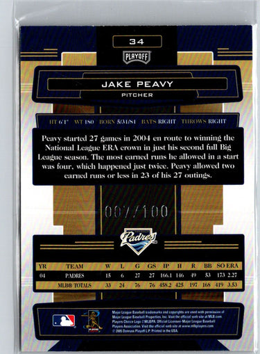 2005 Playoff Absolute Memorabilia #34 Jake Peavy Spectrum Silver #/100 F1
