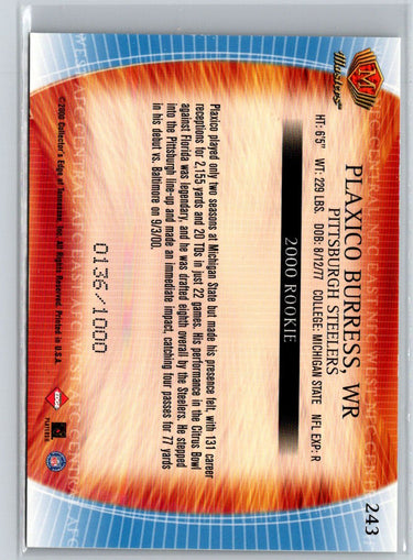 2000 Collector's Edge Masters #243 Plaxico Burress #/1000 F1