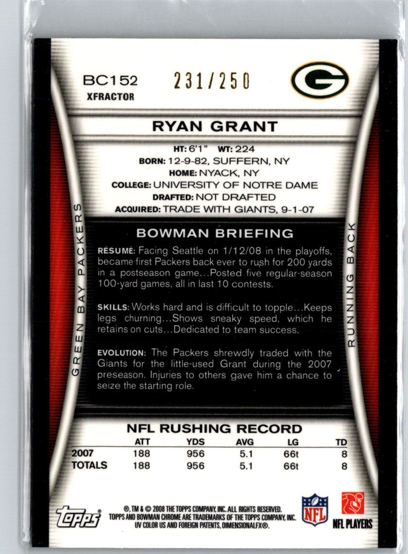 2008 Bowman Chrome #BC152 Ryan Grant Xfractors #/250 F2