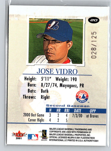2001 Fleer Authority #20 Jose Vidro Prominence #/125 F2