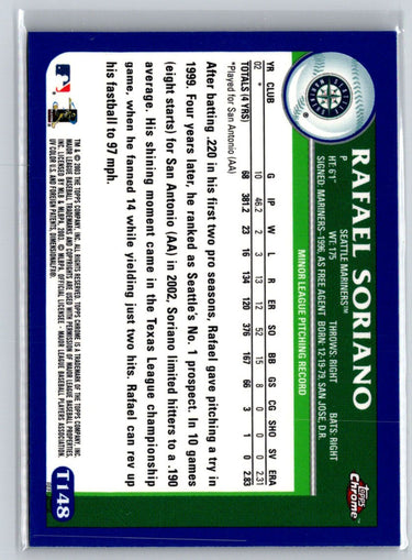 2003 Topps Traded & Rookies #T148 Rafael Soriano Chrome Refractors F2
