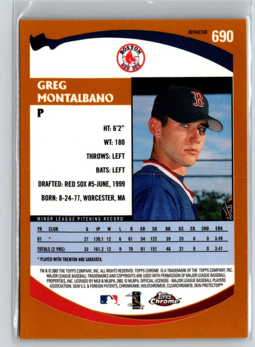 2002 Topps Chrome #690 Greg Montalbano Gold Refractors F2